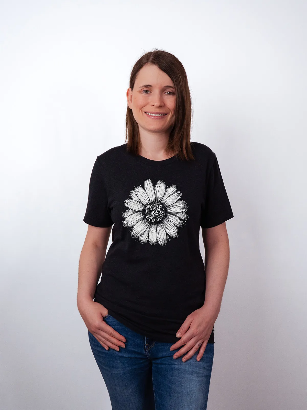 Einfache Bluete Black Heather T-Shirt - Fruehlingsmode