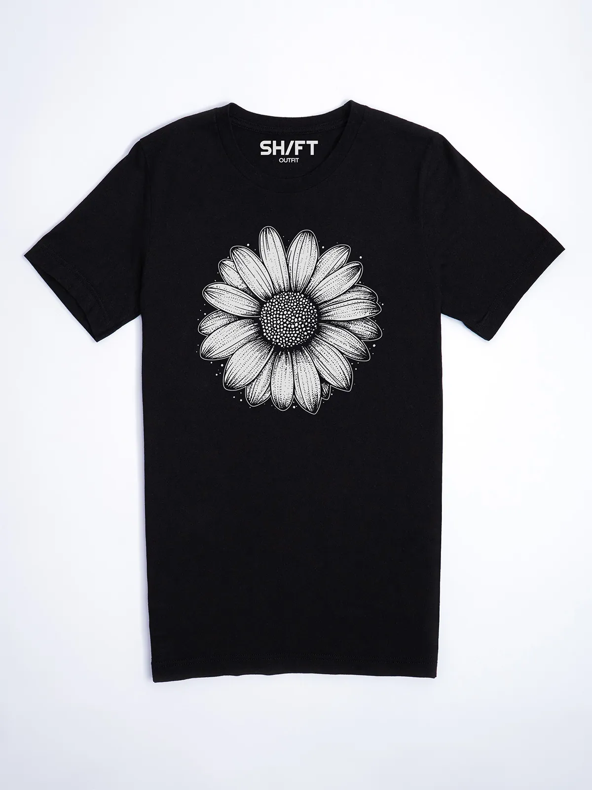 Einfache Bluete T-Shirt Black - Fruehling ShiftOutfit