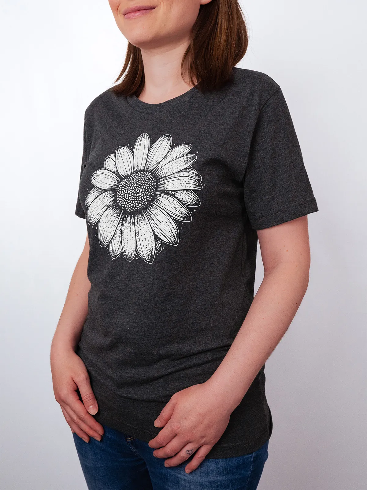 Einfache Bluete Dark Grey Heather T-Shirt - Fruehlingsmode