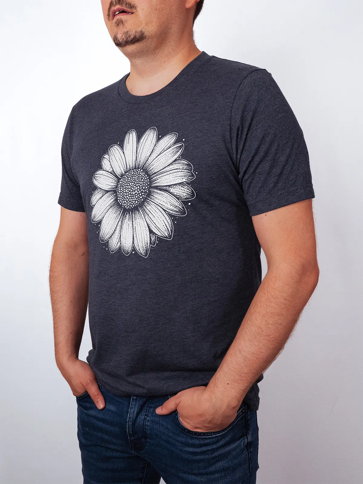 Einfache Bluete T-Shirt Heather Midnight Navy - Fruehling ShiftOutfit