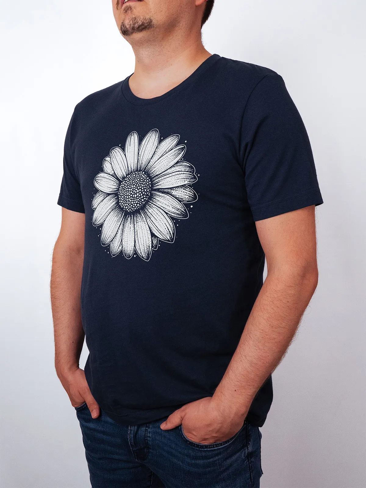 Einfache Bluete T-Shirt Navy - Fruehling ShiftOutfit