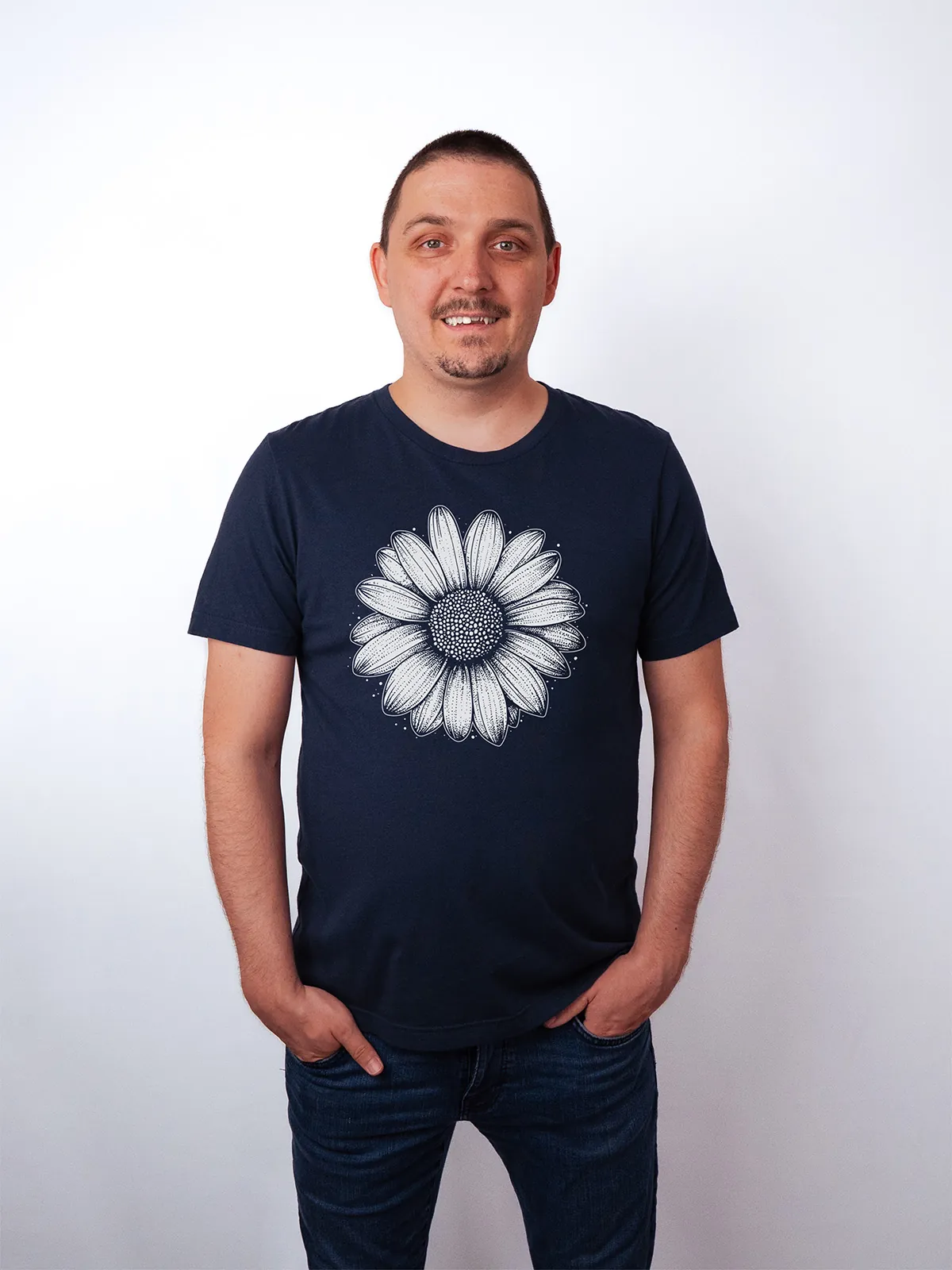 Einfache Bluete T-Shirt Navy - Fruehling Kollektion