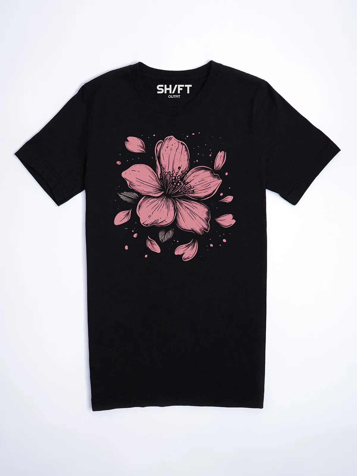 Einzelne Bluete T-Shirt in Black, Hauptansicht.