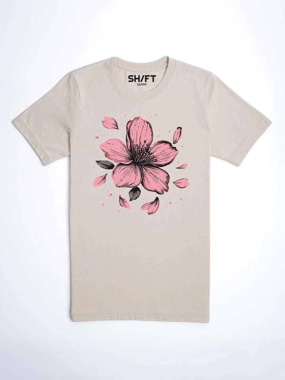 Einzelne Bluete T-Shirt in Heather Dust, Hauptansicht.