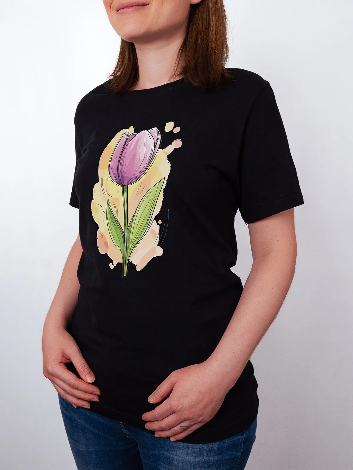 Fruehlings Tulpe T-Shirt Black - Fruehling ShiftOutfit