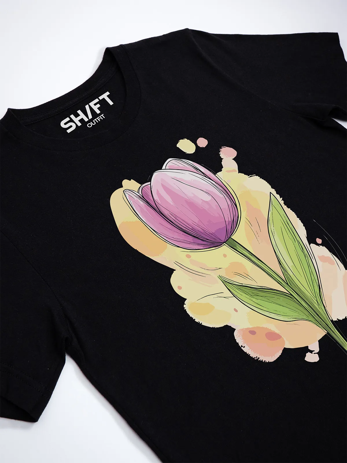 Fruehlings Tulpe T-Shirt Black - Fruehling ShiftOutfit