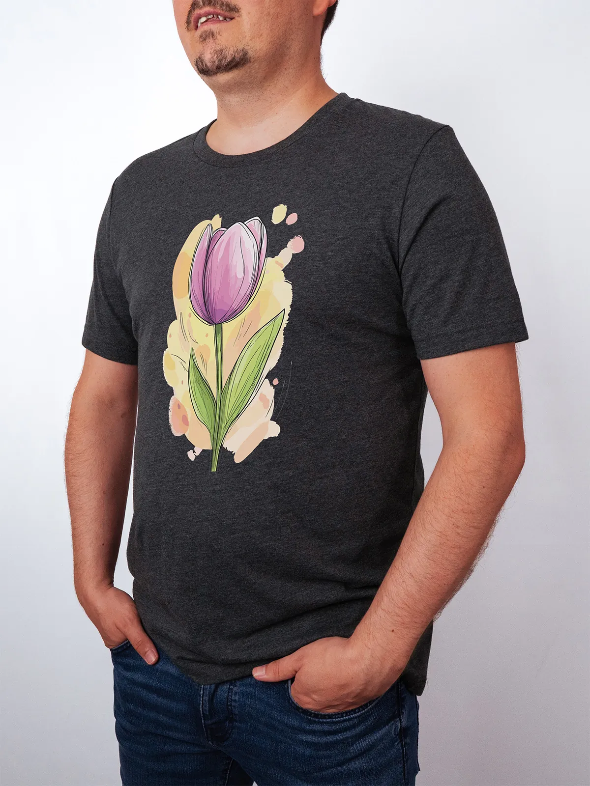 Fruehlings Tulpe T-Shirt Dark Grey Heather - Fruehling mit ShiftOutfit