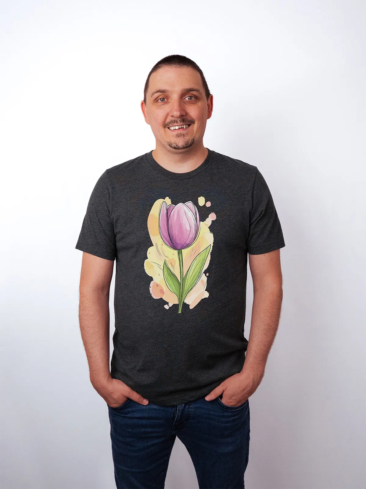Fruehlings Tulpe T-Shirt Dark Grey Heather - Fruehling Kollektion