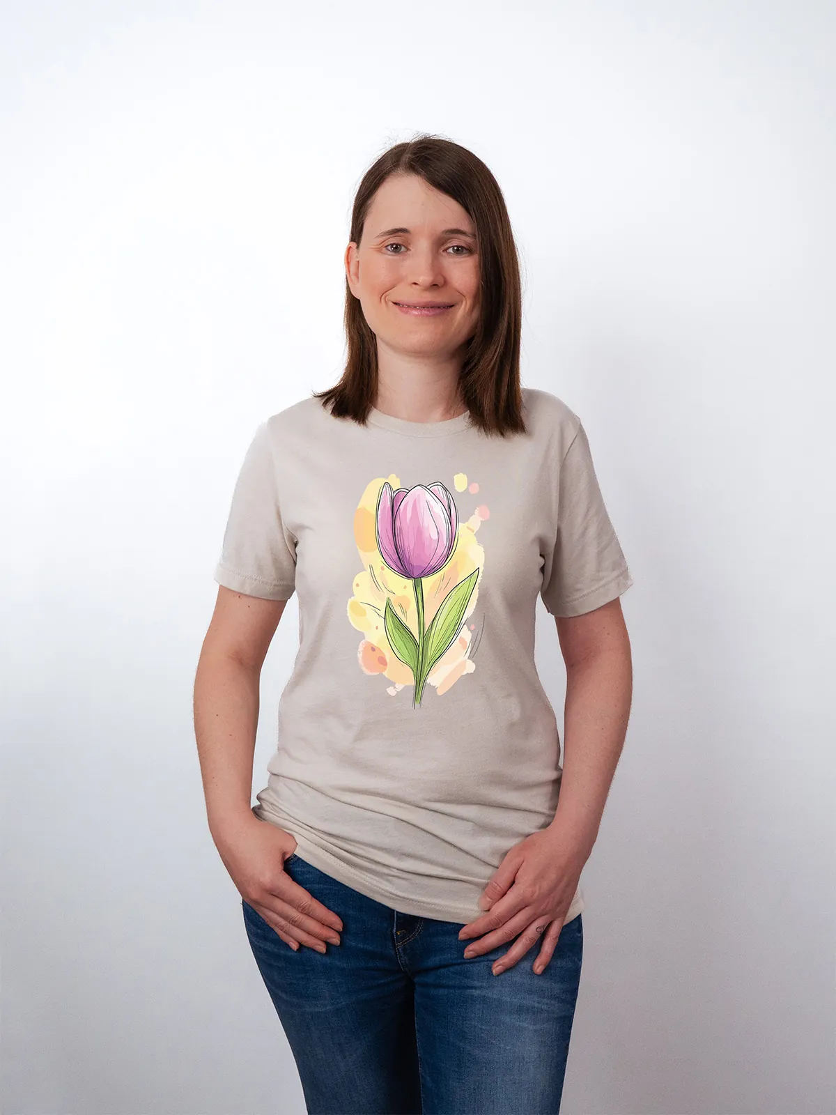Fruehlings Tulpe T-Shirt Heather Dust - Fruehling mit ShiftOutfit