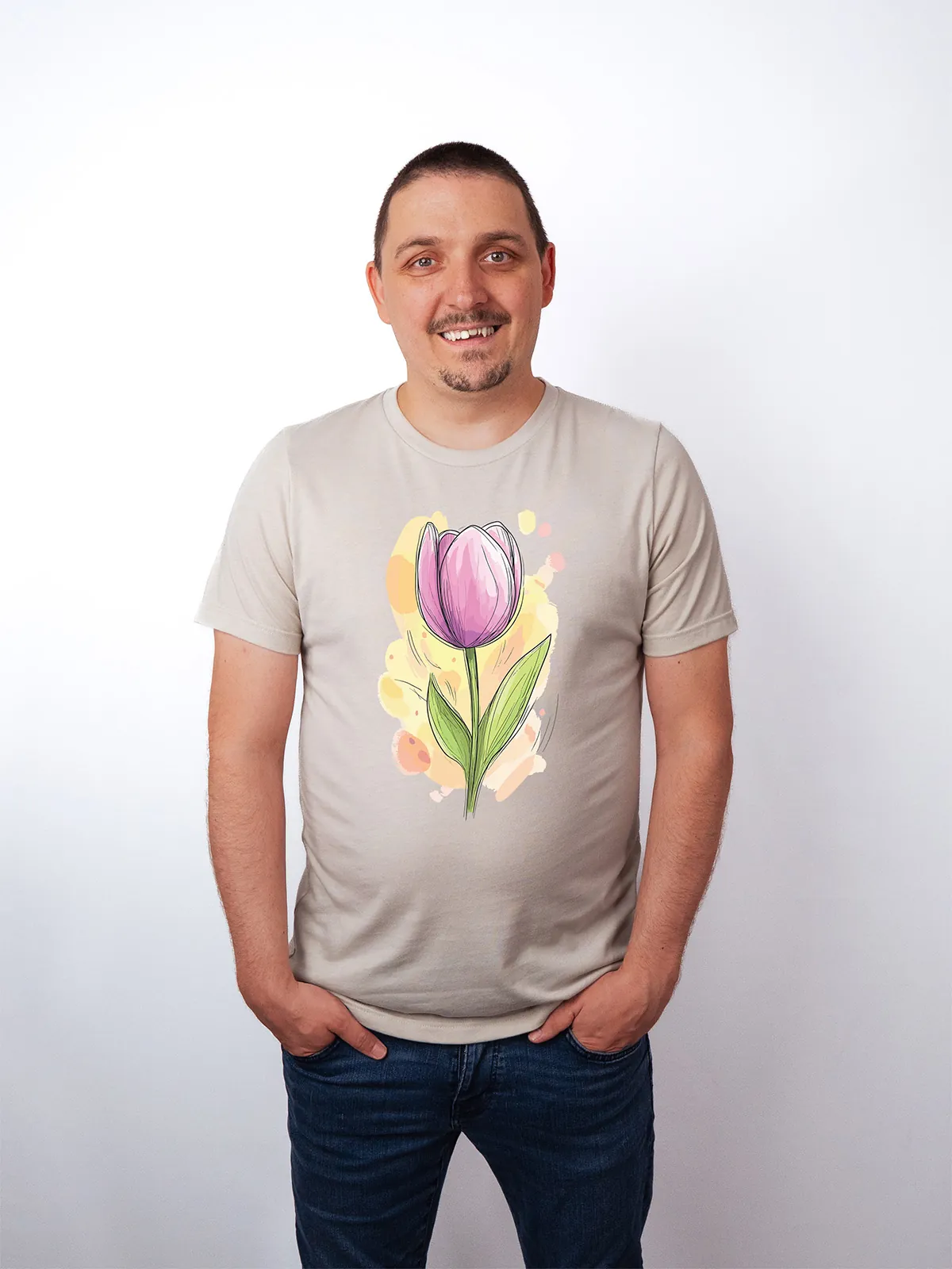 Fruehlings Tulpe T-Shirt Heather Dust - Fruehling mit ShiftOutfit