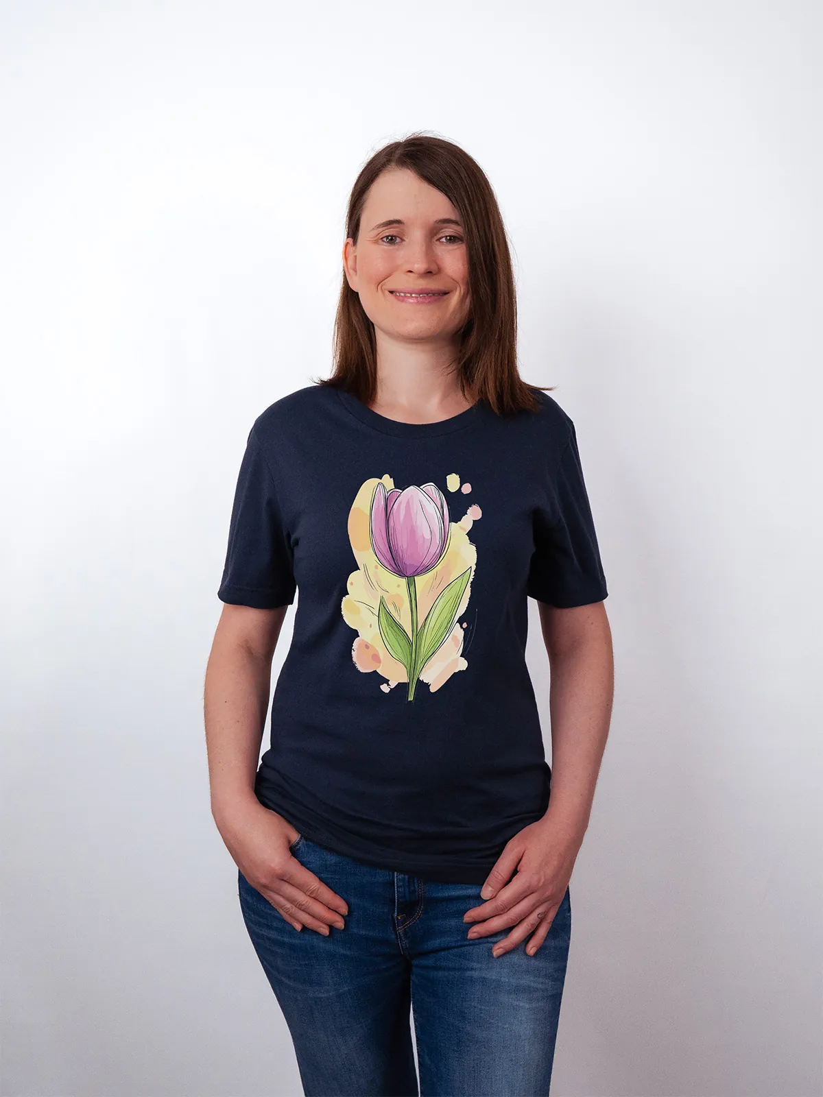 Fruehlings Tulpe Navy T-Shirt - Fruehlingsmode