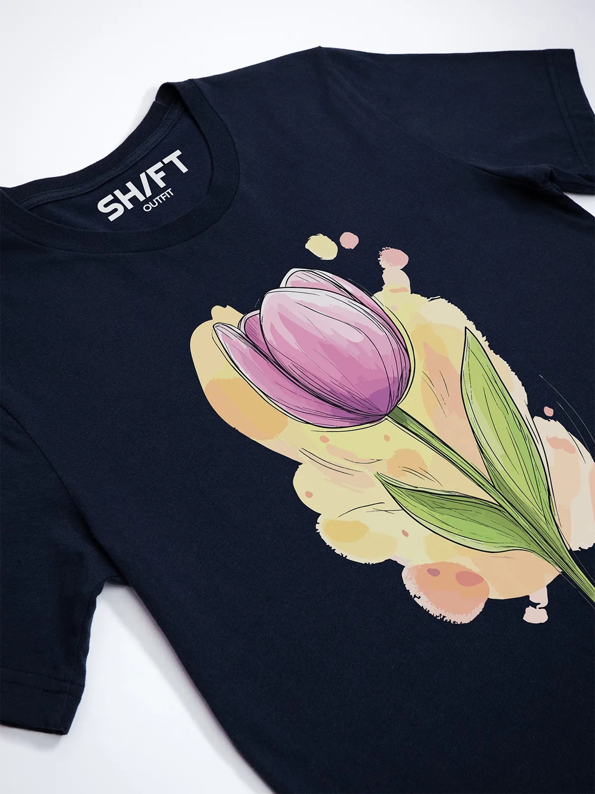 Fruehlings Tulpe Navy T-Shirt - Fruehlingsmode