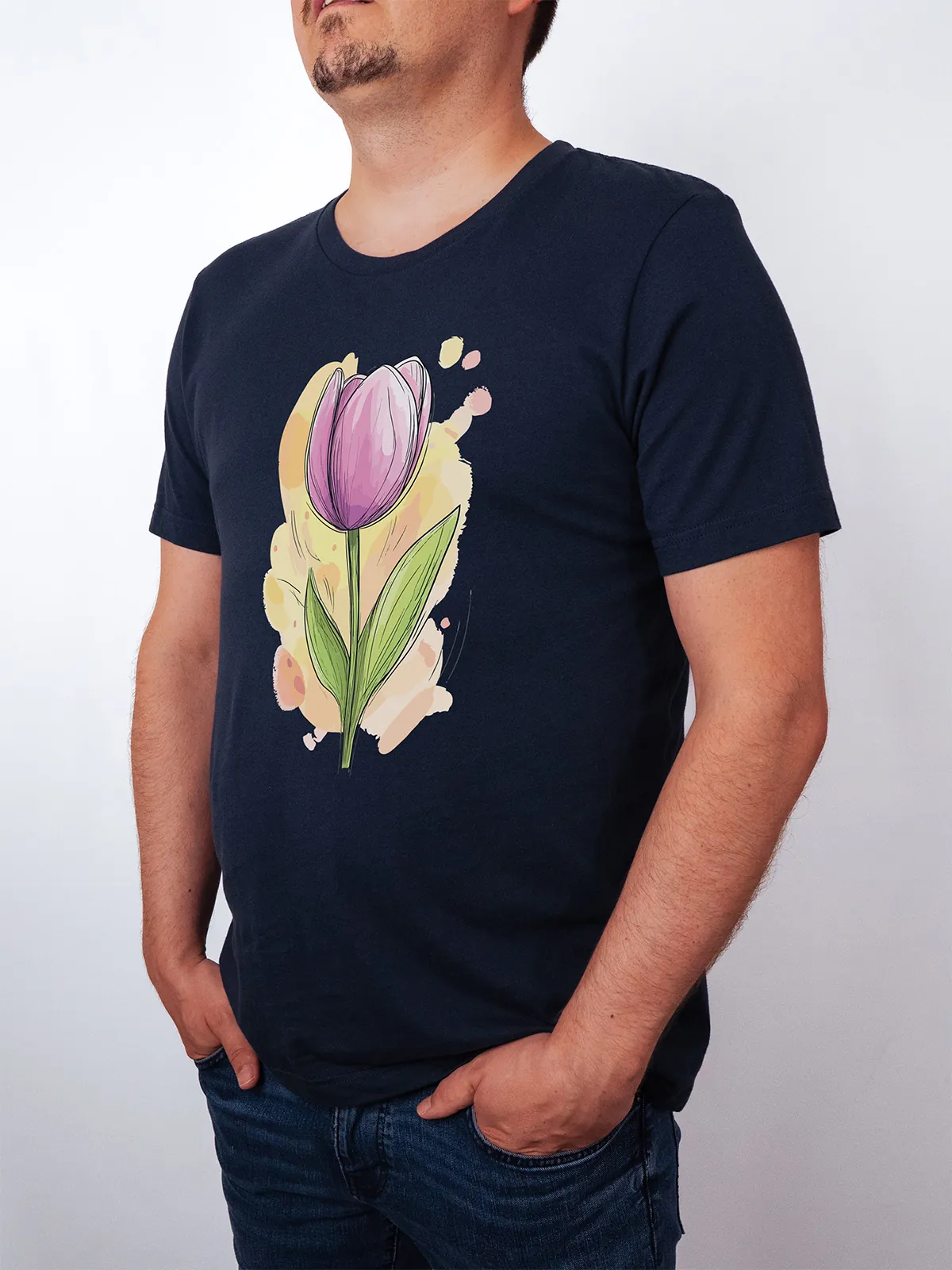 Fruehlings Tulpe Navy T-Shirt - Fruehlingsmode