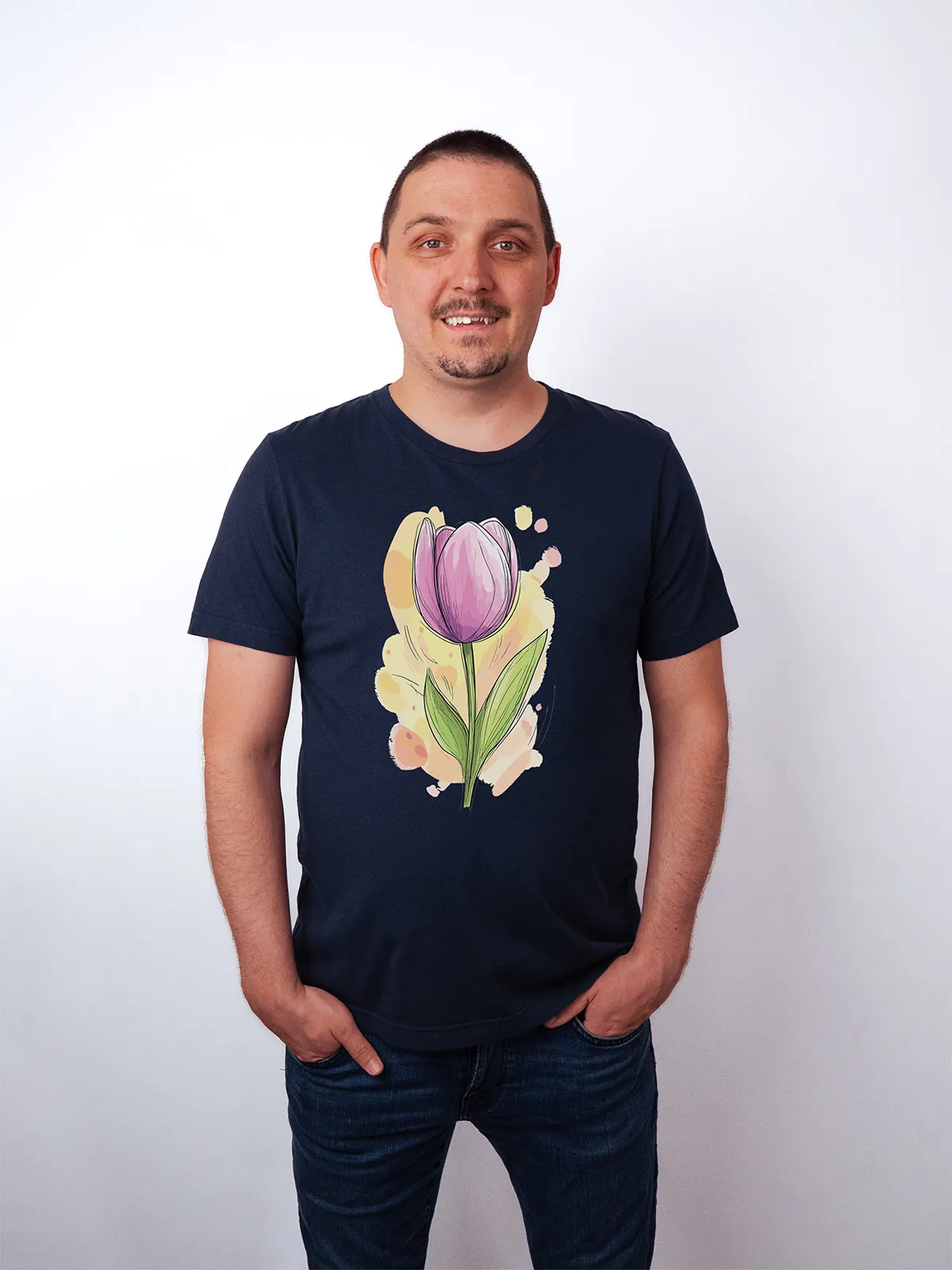 Fruehlings Tulpe T-Shirt Navy - Fruehling mit ShiftOutfit