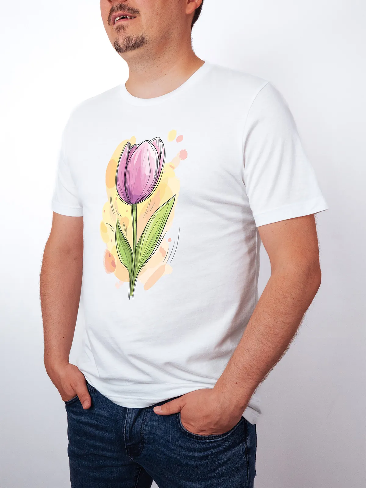 Fruehlings Tulpe T-Shirt White - Fruehling mit ShiftOutfit