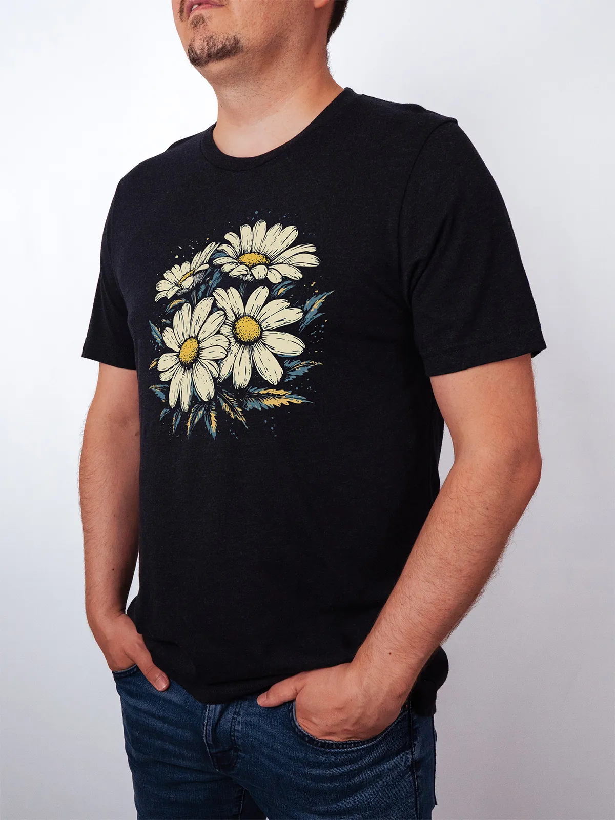 Gaensebluemchen Garten T-Shirt Black Heather - Fruehling mit ShiftOutfit