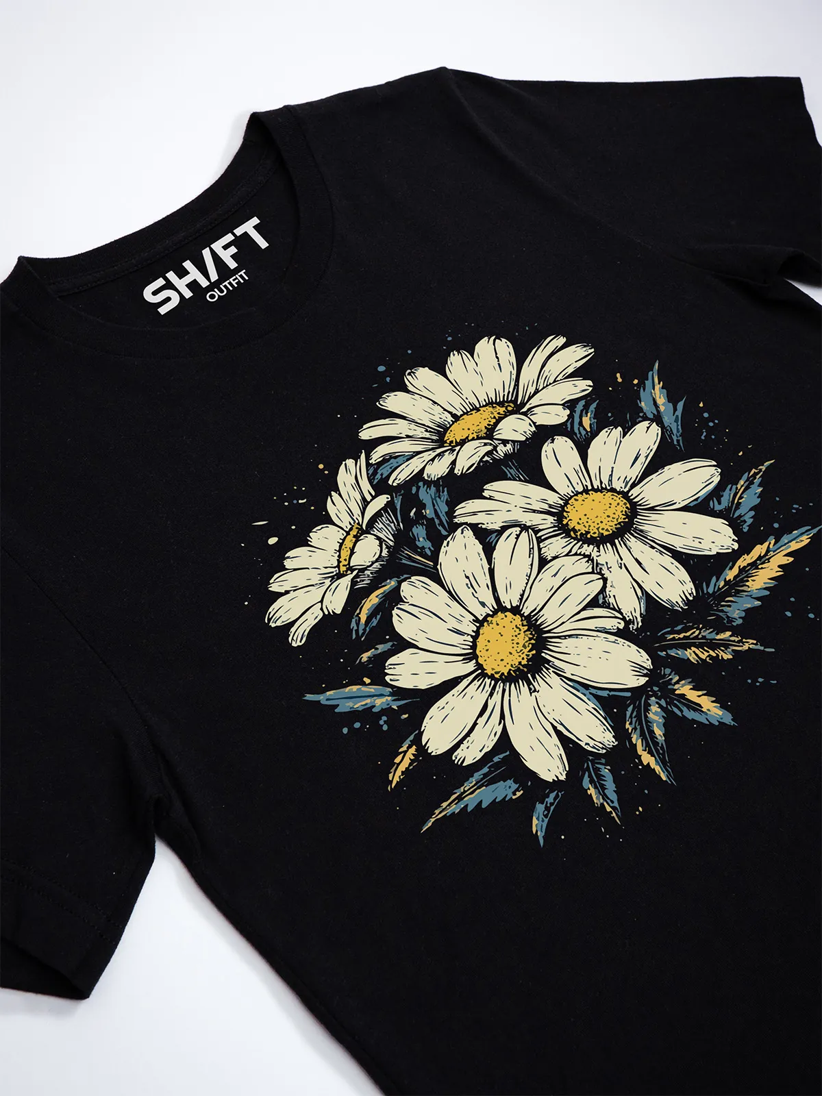 Gaensebluemchen Garten Black T-Shirt - Fruehlingsmode