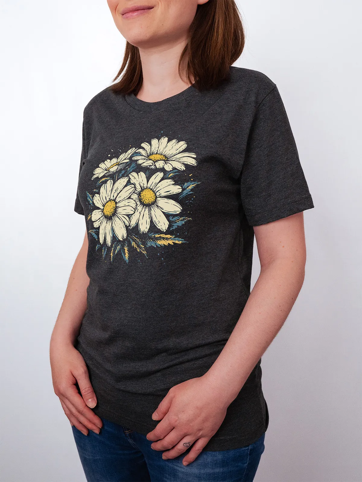 Gaensebluemchen Garten T-Shirt Dark Grey Heather - Fruehling mit ShiftOutfit