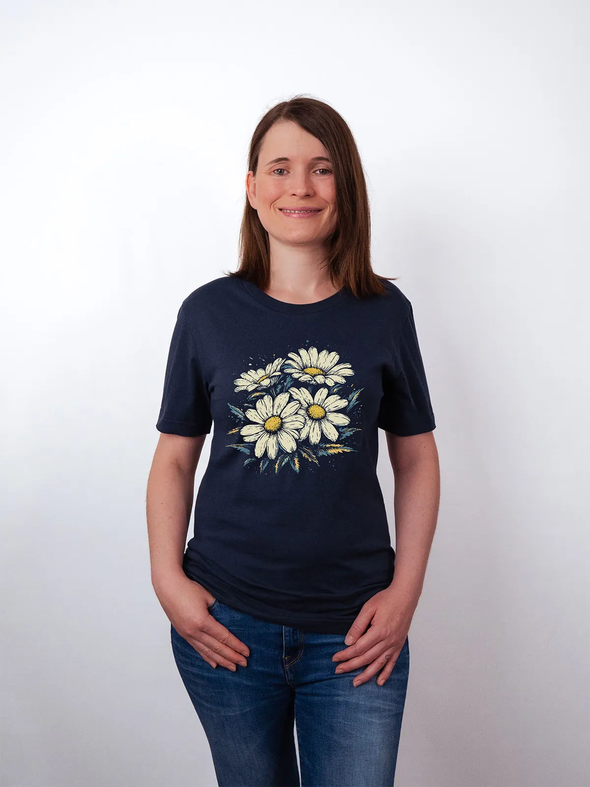 Gaensebluemchen Garten T-Shirt Navy - Fruehling mit ShiftOutfit