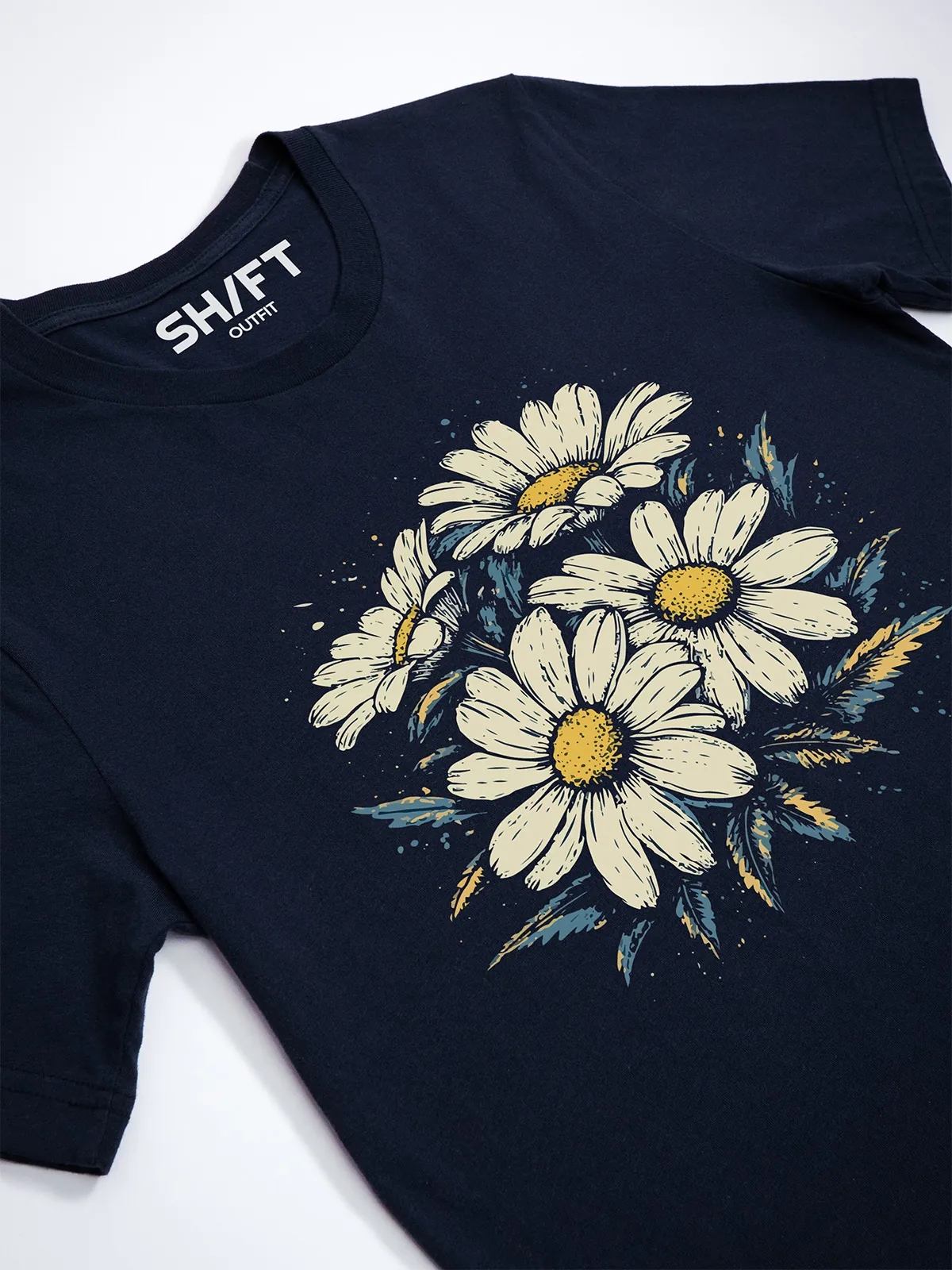 Gaensebluemchen Garten T-Shirt Navy - Fruehling mit ShiftOutfit