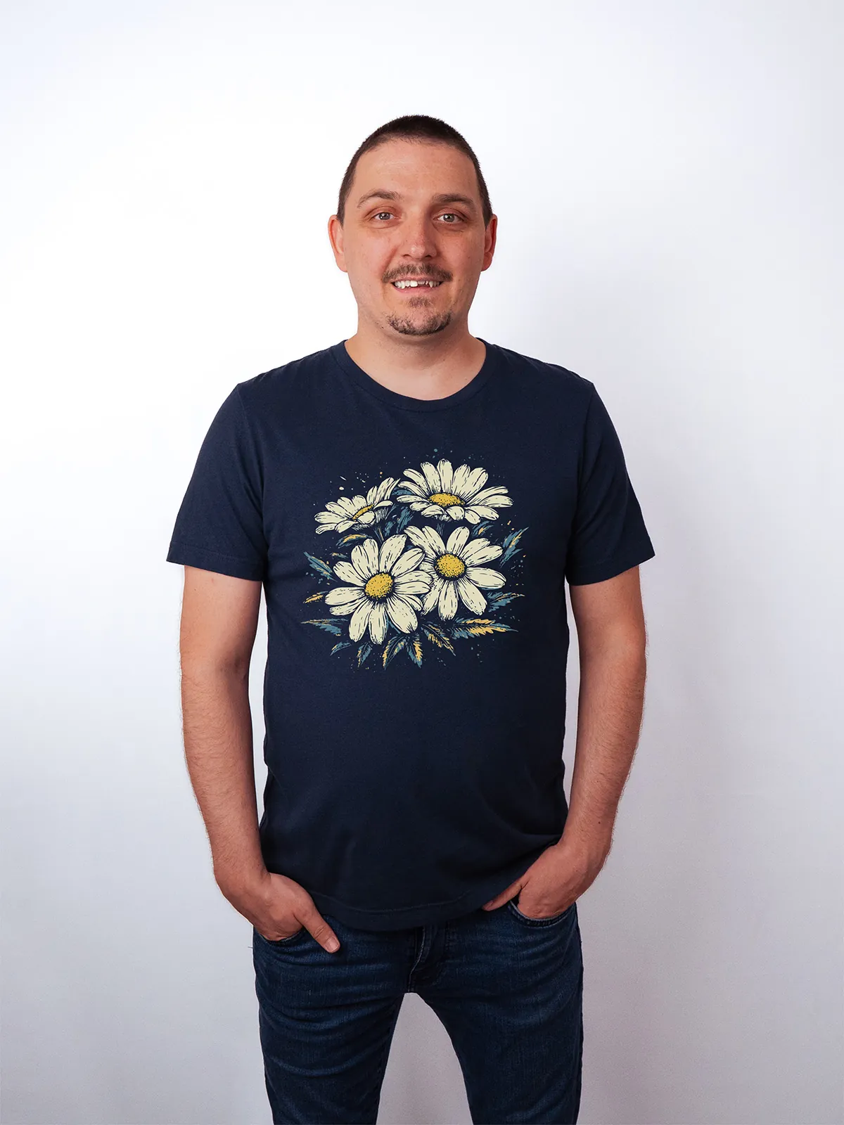 Gaensebluemchen Garten Navy T-Shirt - Fruehlingsmode