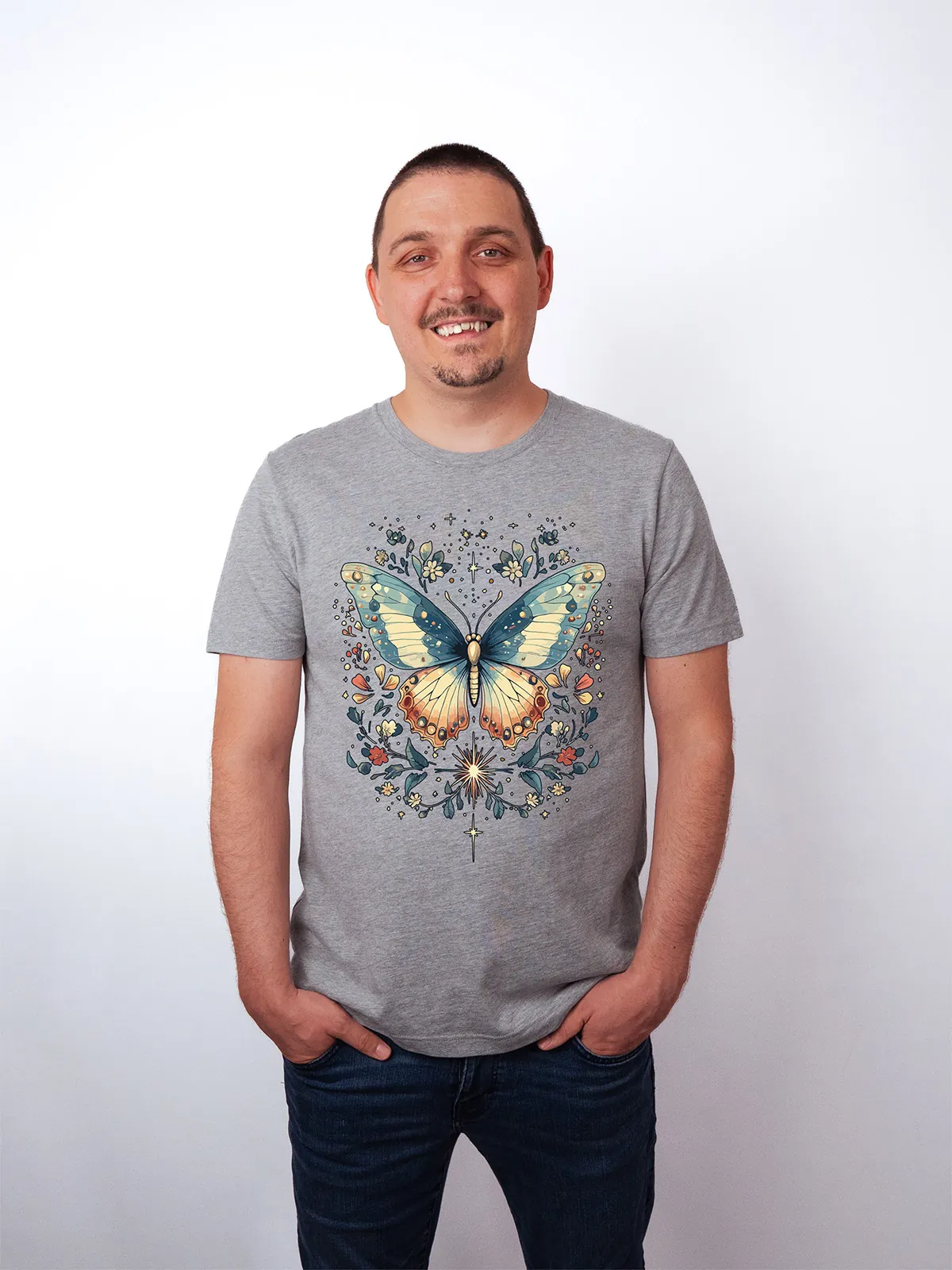 Himmlischer Schmetterling T-Shirt Athletic Heather - Fruehling mit ShiftOutfit