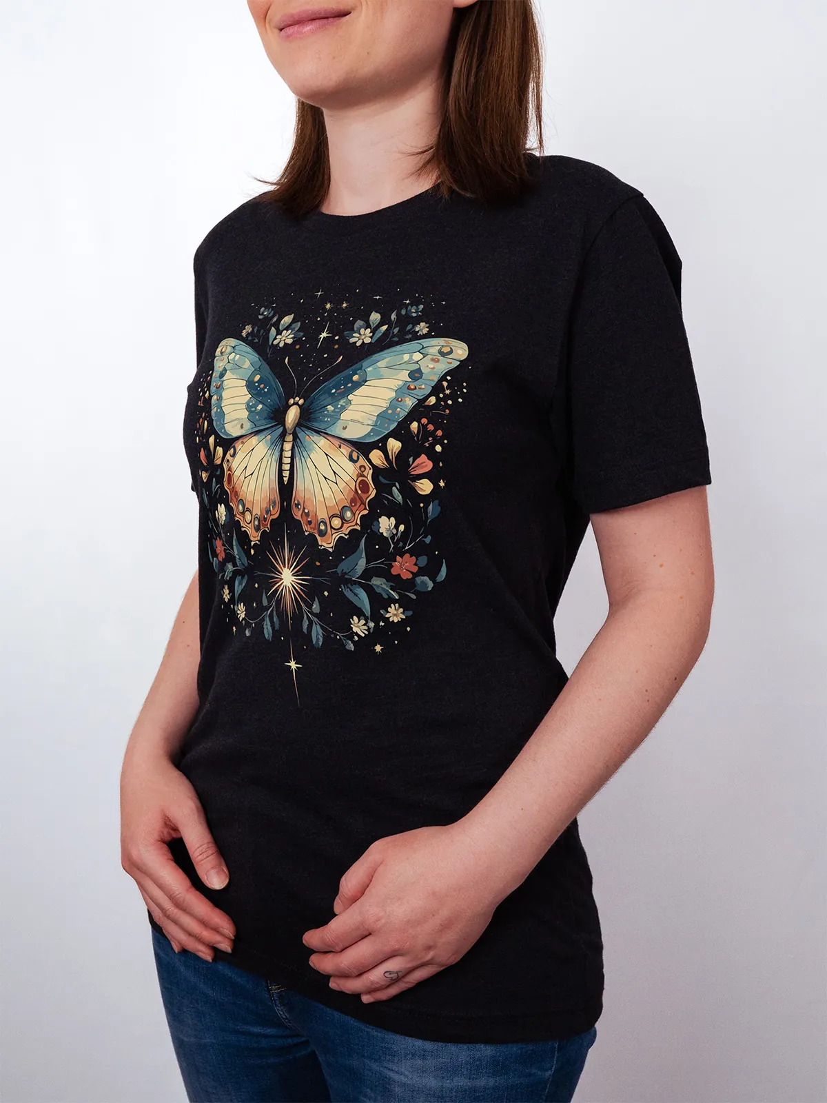 Himmlischer Schmetterling T-Shirt Black Heather - Neustart