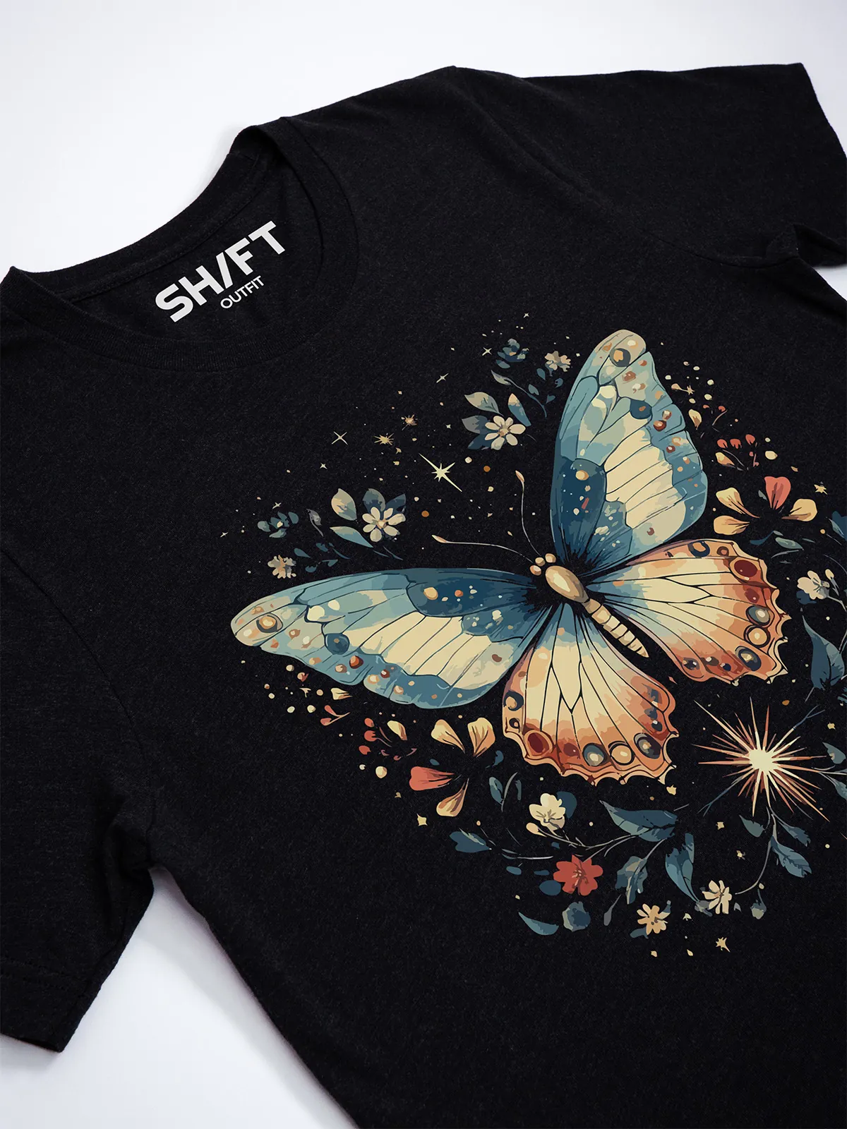 Himmlischer Schmetterling T-Shirt Black Heather - Fruehling ShiftOutfit