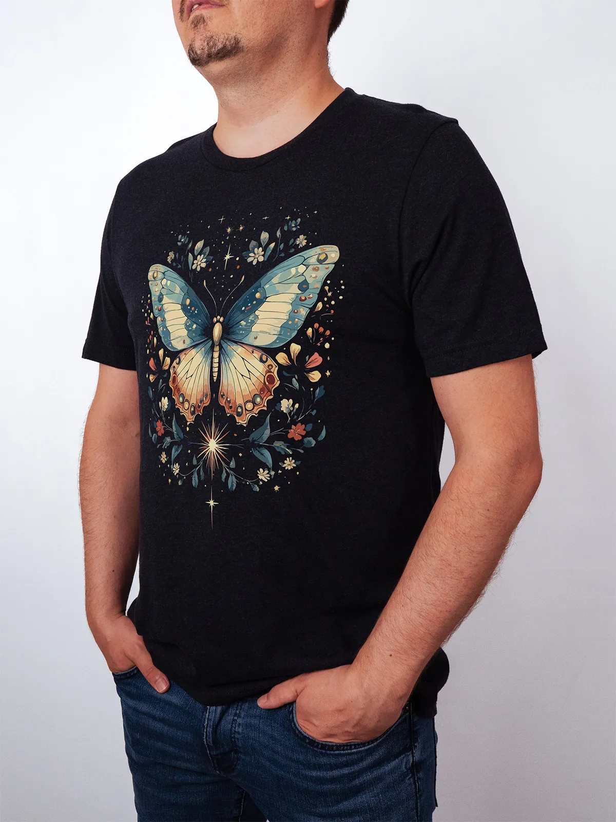 Himmlischer Schmetterling T-Shirt Black Heather - Neustart