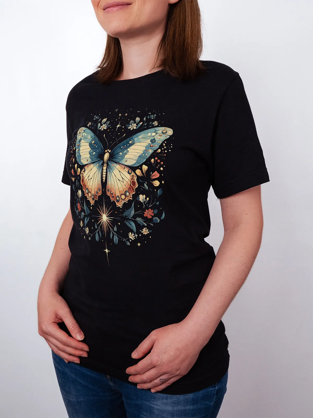 Himmlischer Schmetterling T-Shirt Black - Fruehling Kollektion