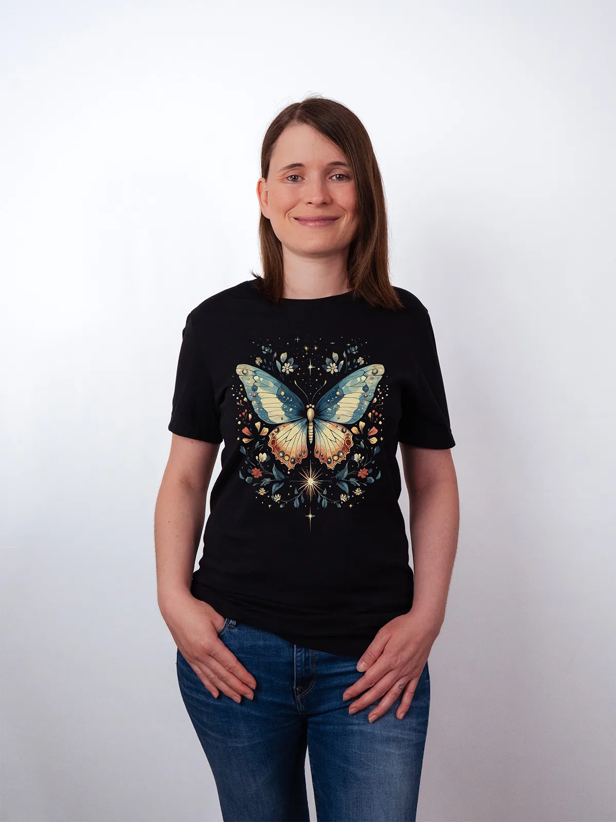 Himmlischer Schmetterling Black T-Shirt - Fruehlingsmode