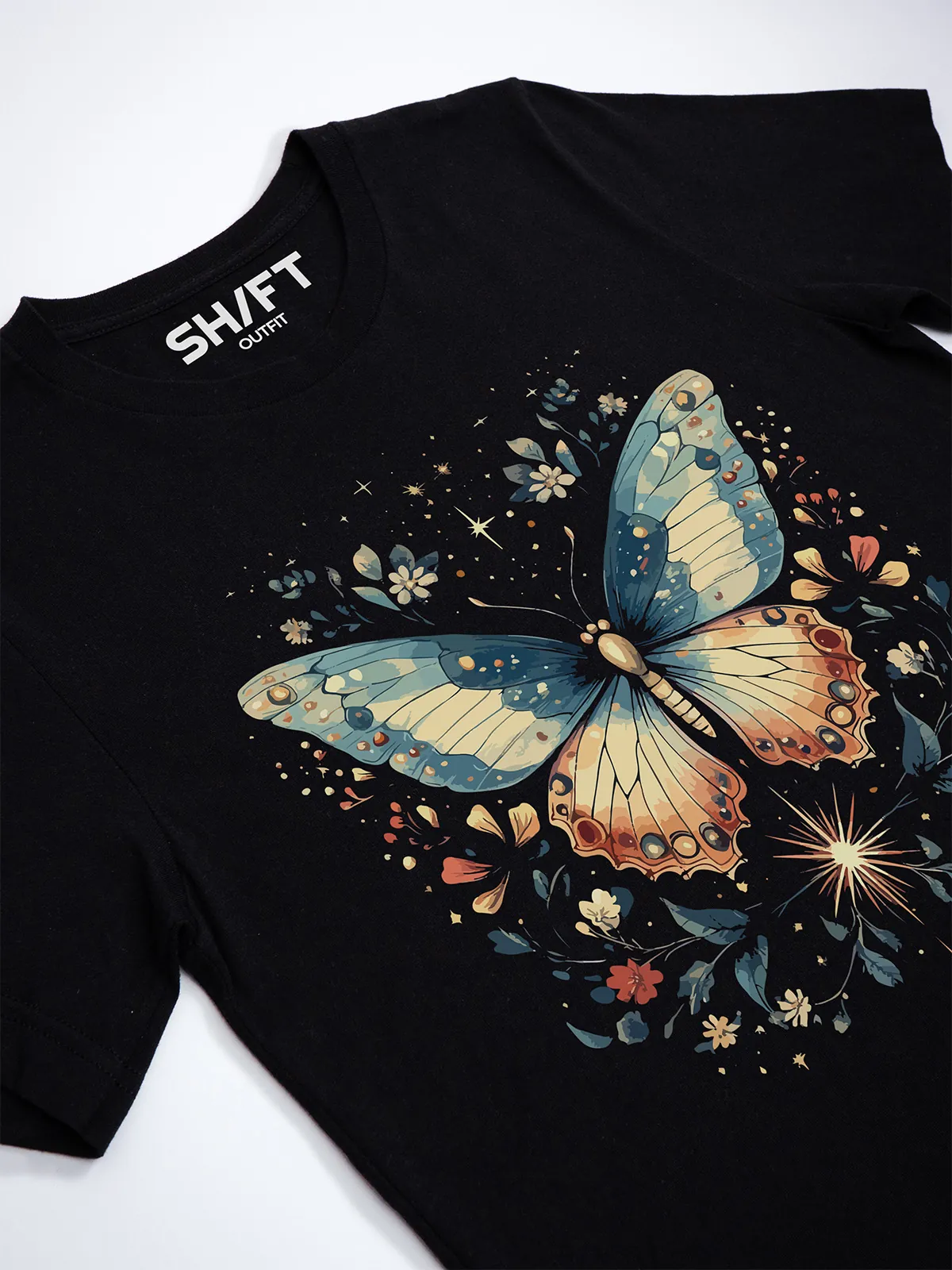 Himmlischer Schmetterling T-Shirt Black - Fruehling Kollektion