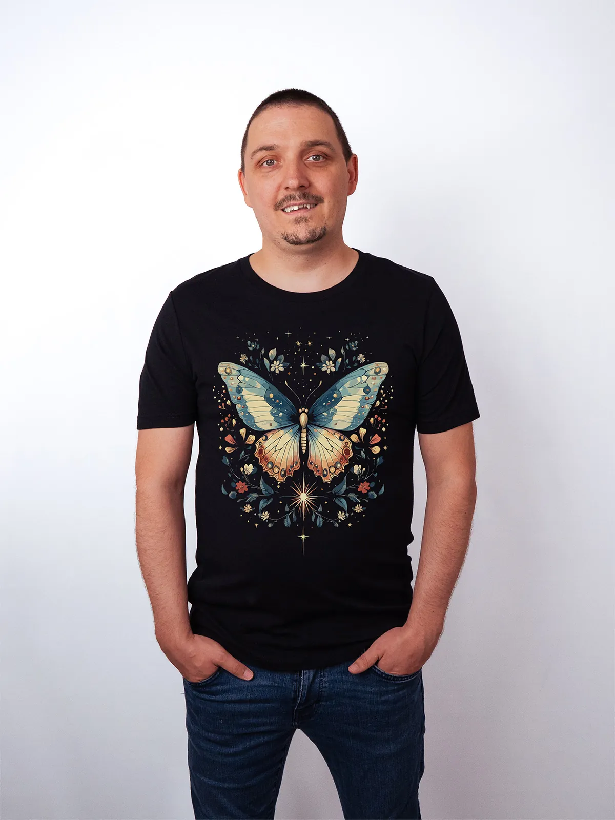 Himmlischer Schmetterling T-Shirt Black - Fruehling Kollektion