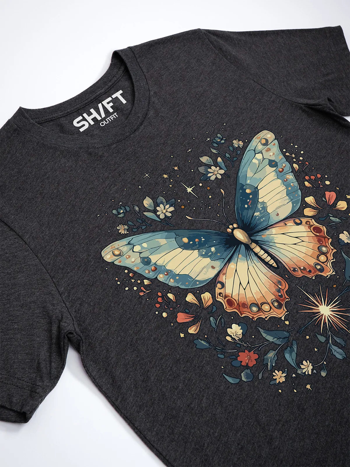 Himmlischer Schmetterling T-Shirt Dark Grey Heather - Fruehling ShiftOutfit
