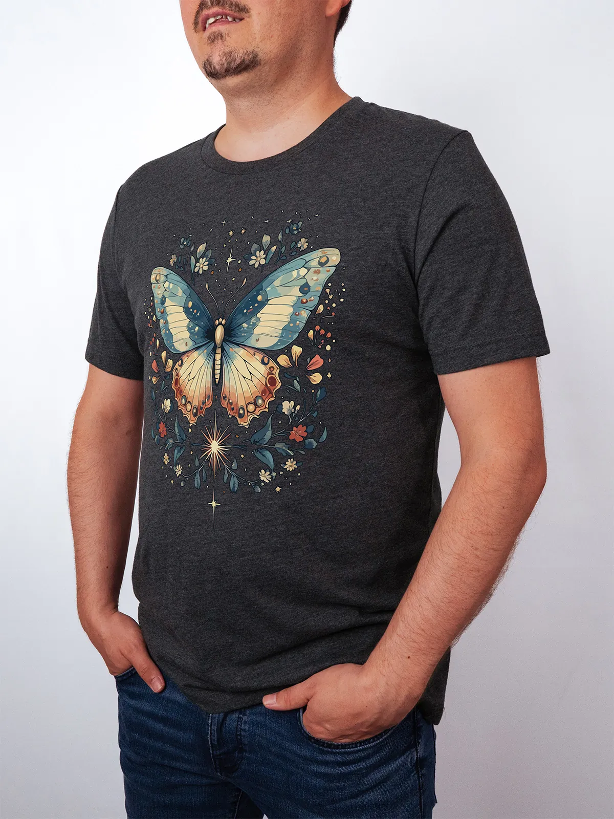 Himmlischer Schmetterling T-Shirt Dark Grey Heather - Fruehling Kollektion