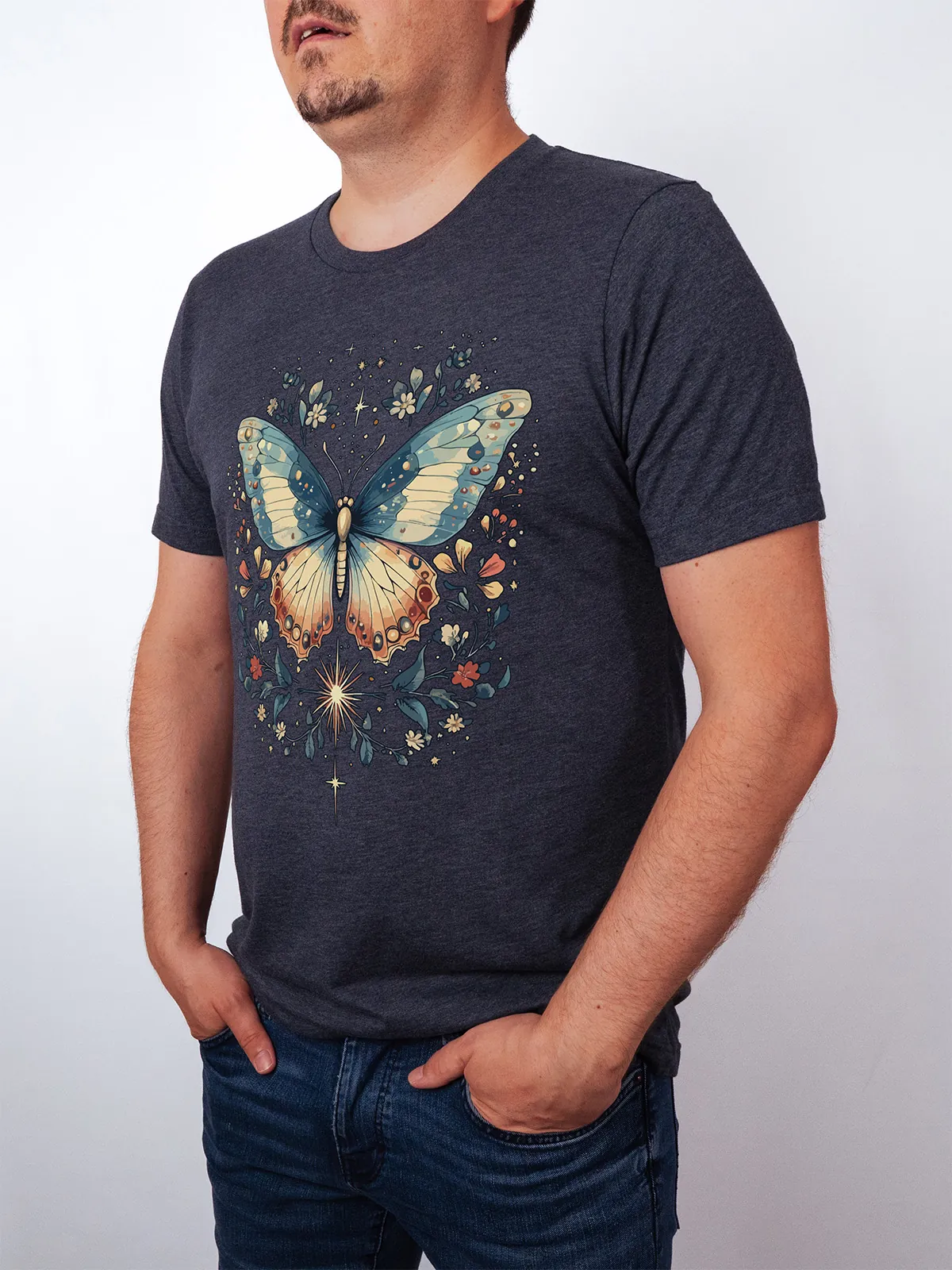 Himmlischer Schmetterling T-Shirt Heather Midnight Navy - Fruehling Kollektion