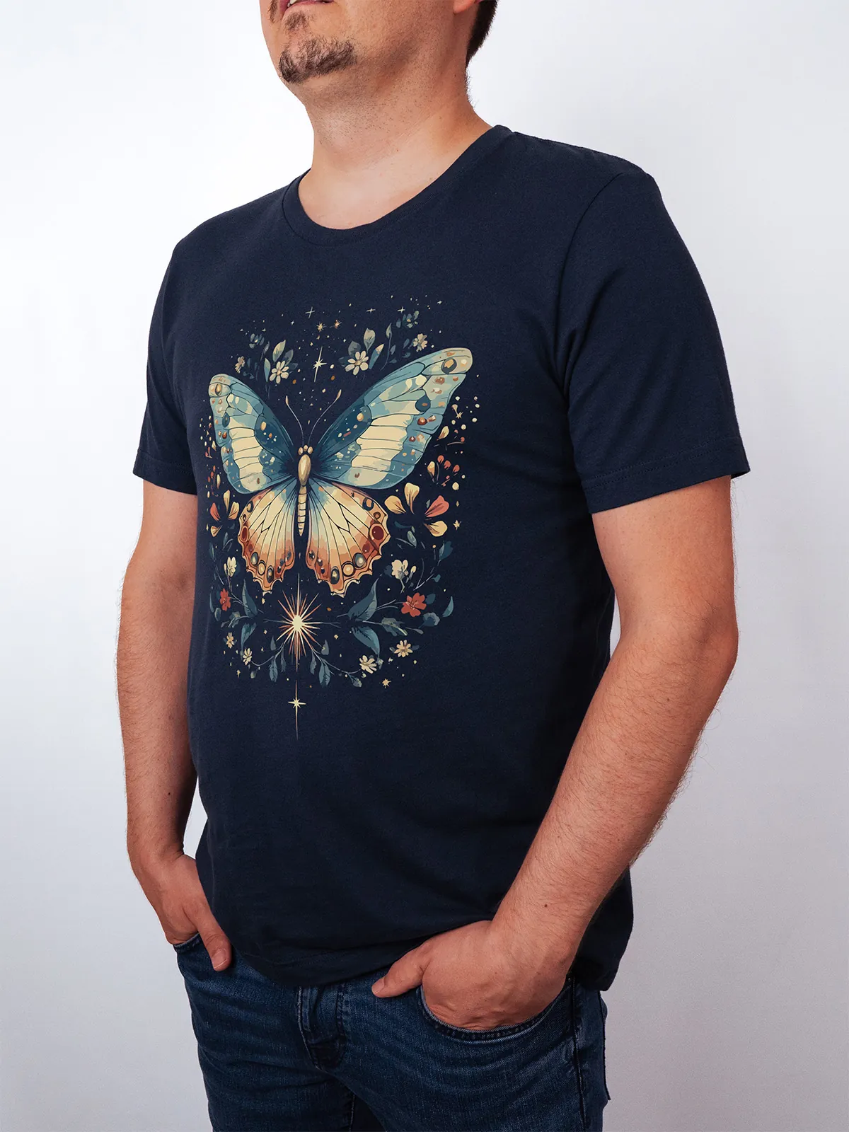 Himmlischer Schmetterling T-Shirt Navy - Neustart