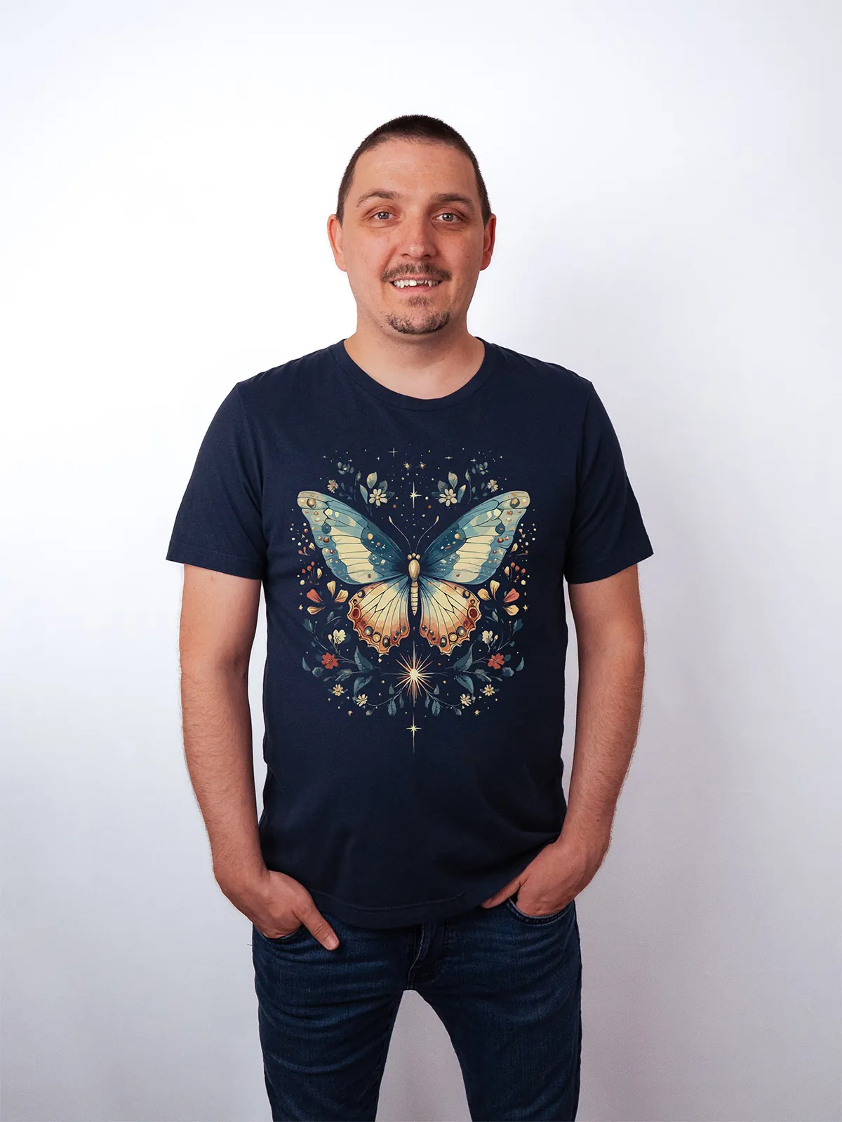 Himmlischer Schmetterling T-Shirt Navy - Fruehling Kollektion