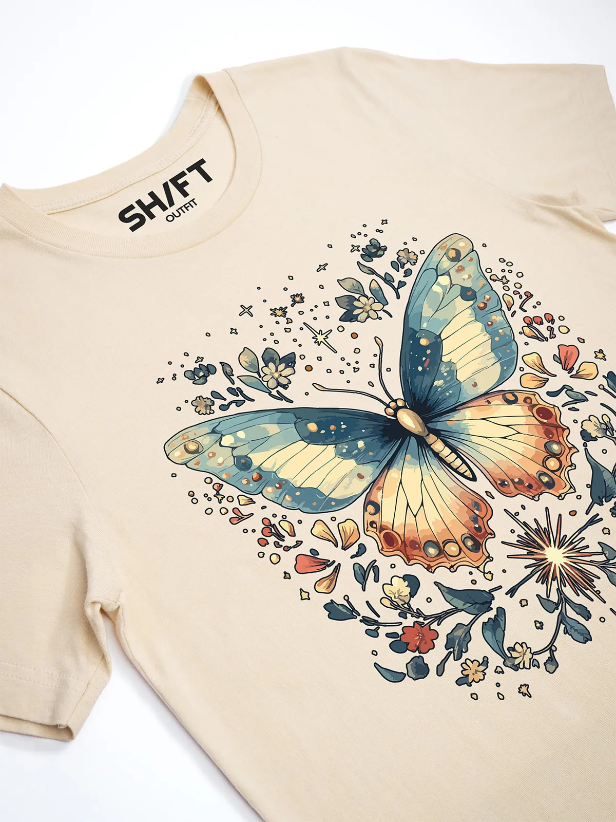 Himmlischer Schmetterling Soft Cream T-Shirt - Fruehlingsmode