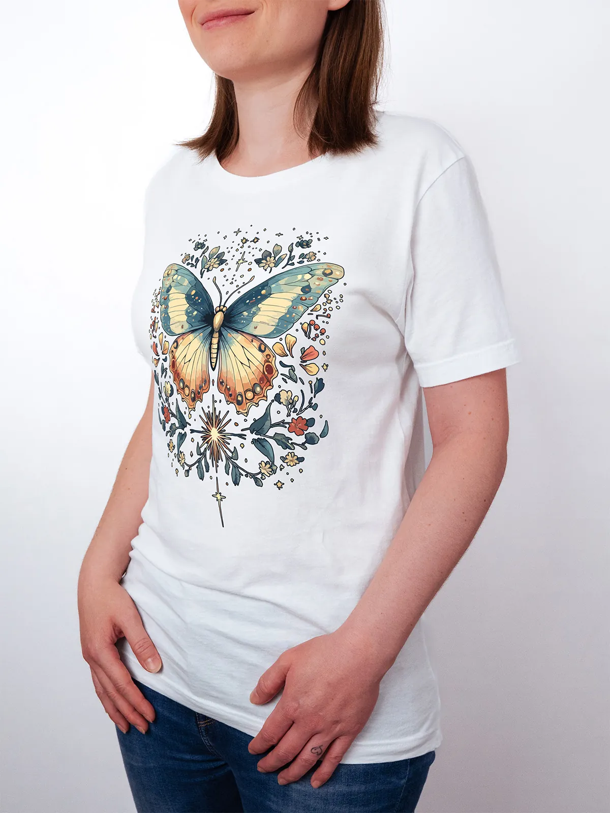 Himmlischer Schmetterling T-Shirt White - Fruehling Kollektion