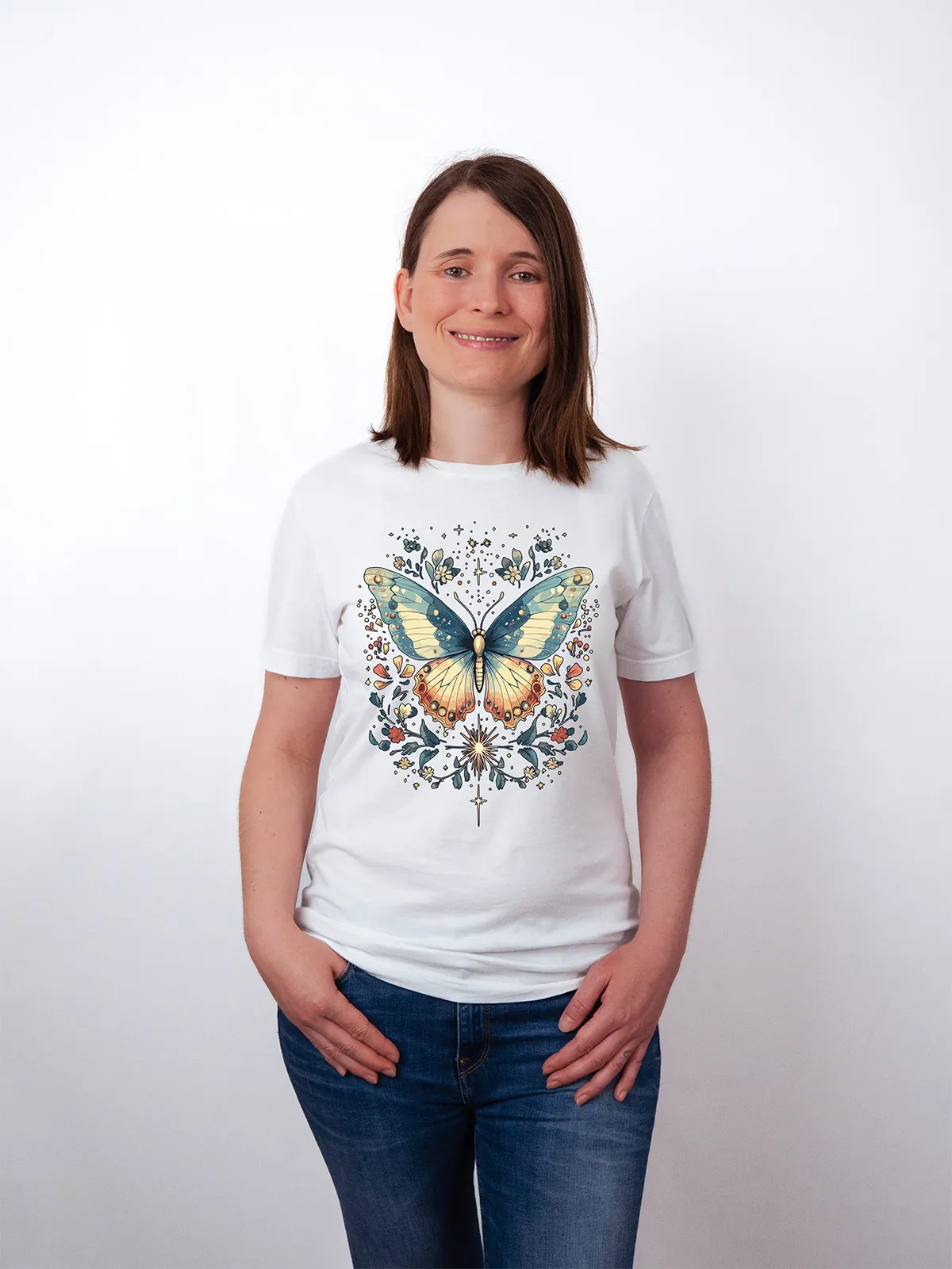Himmlischer Schmetterling T-Shirt White - Fruehling mit ShiftOutfit