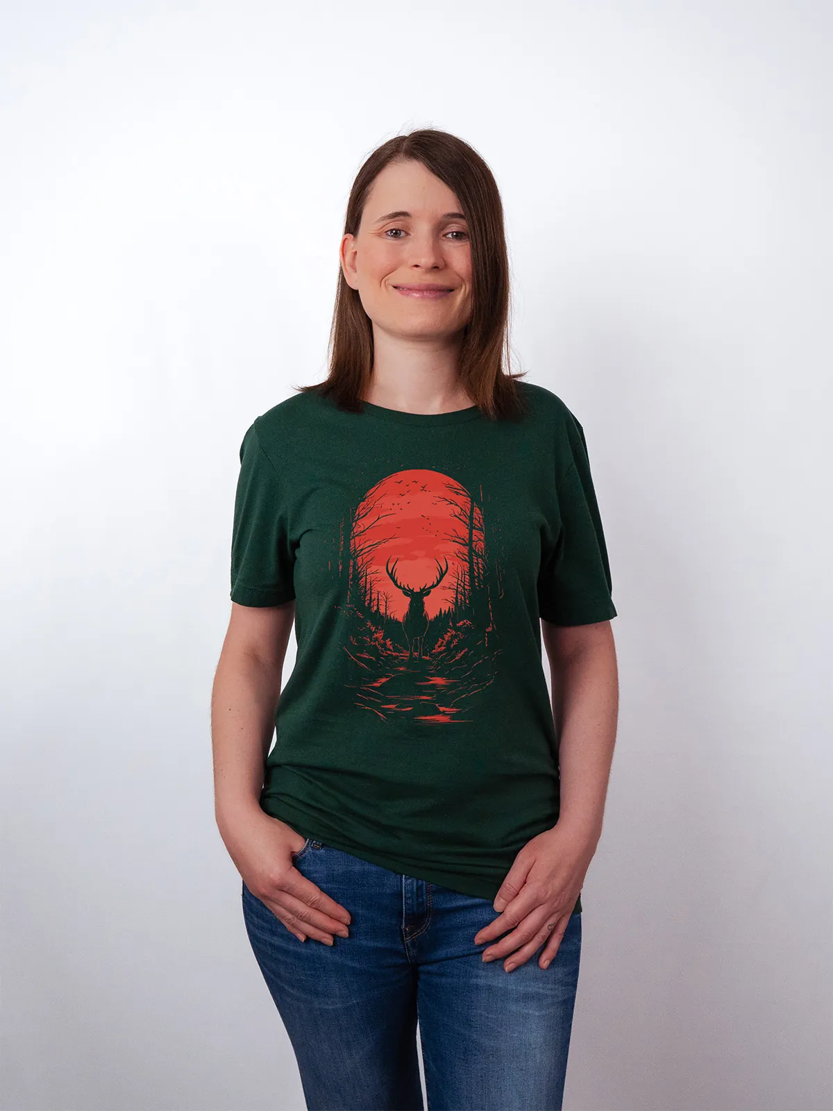 Hirsch Karminrot T-Shirt Forest - Fruehling mit ShiftOutfit