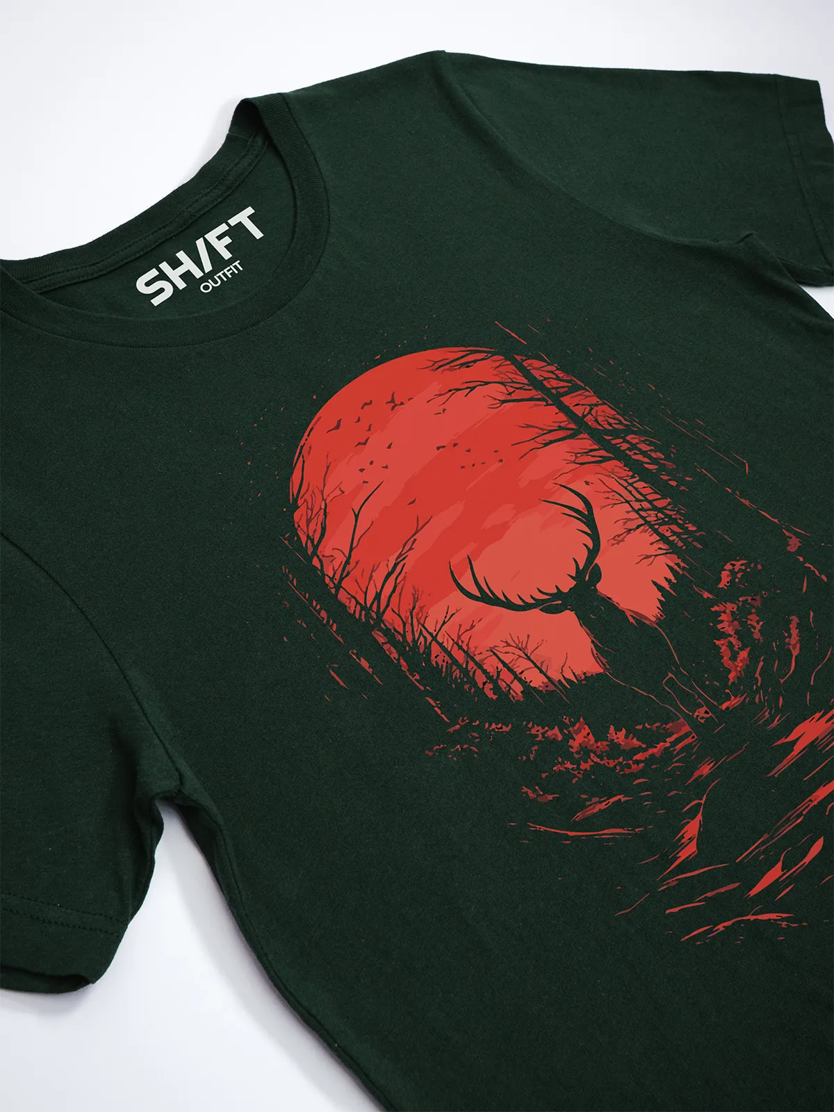 Hirsch Karminrot T-Shirt Forest - Fruehling Kollektion