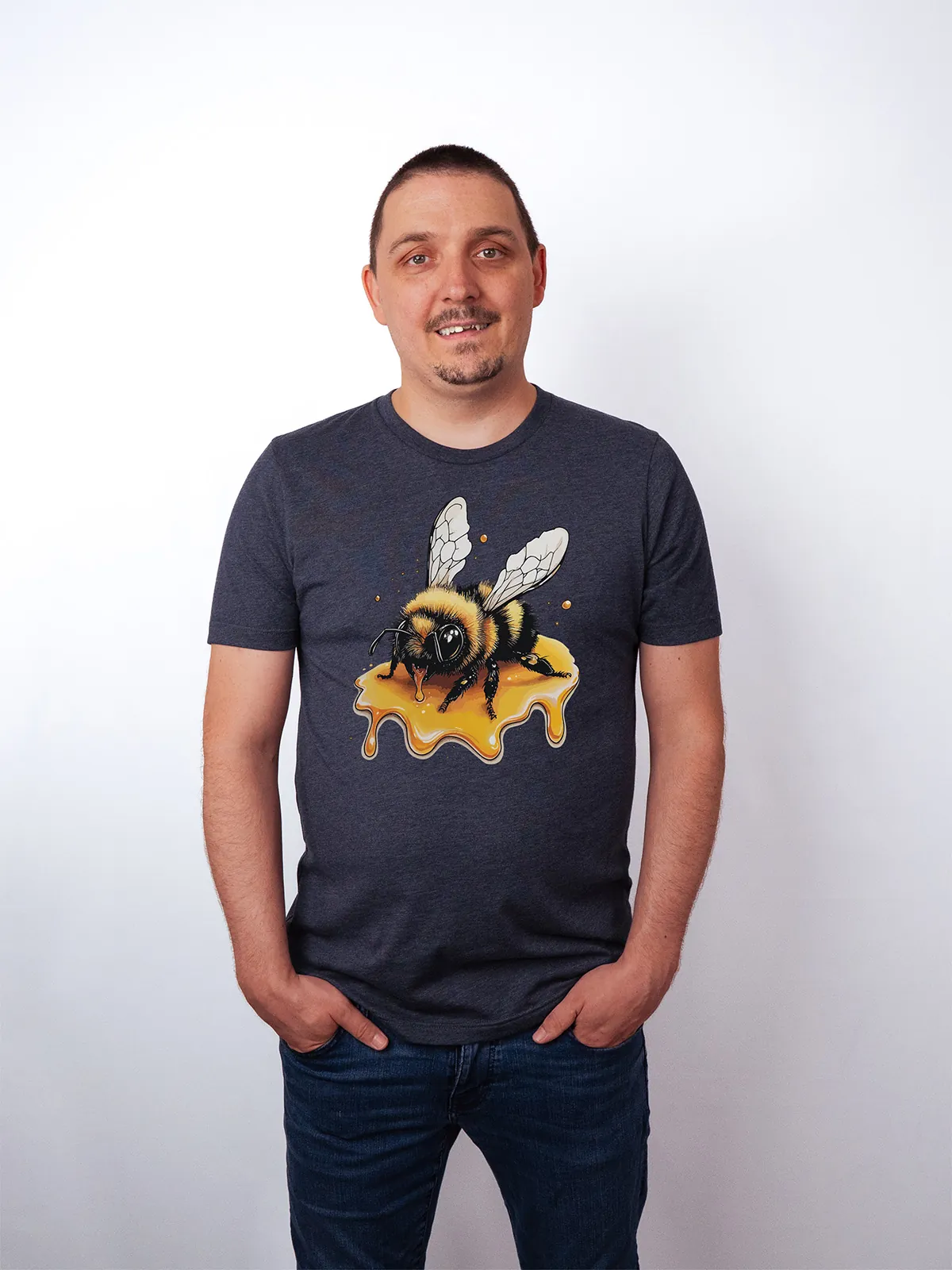 Honigbiene T-Shirt Heather Midnight Navy - Neustart