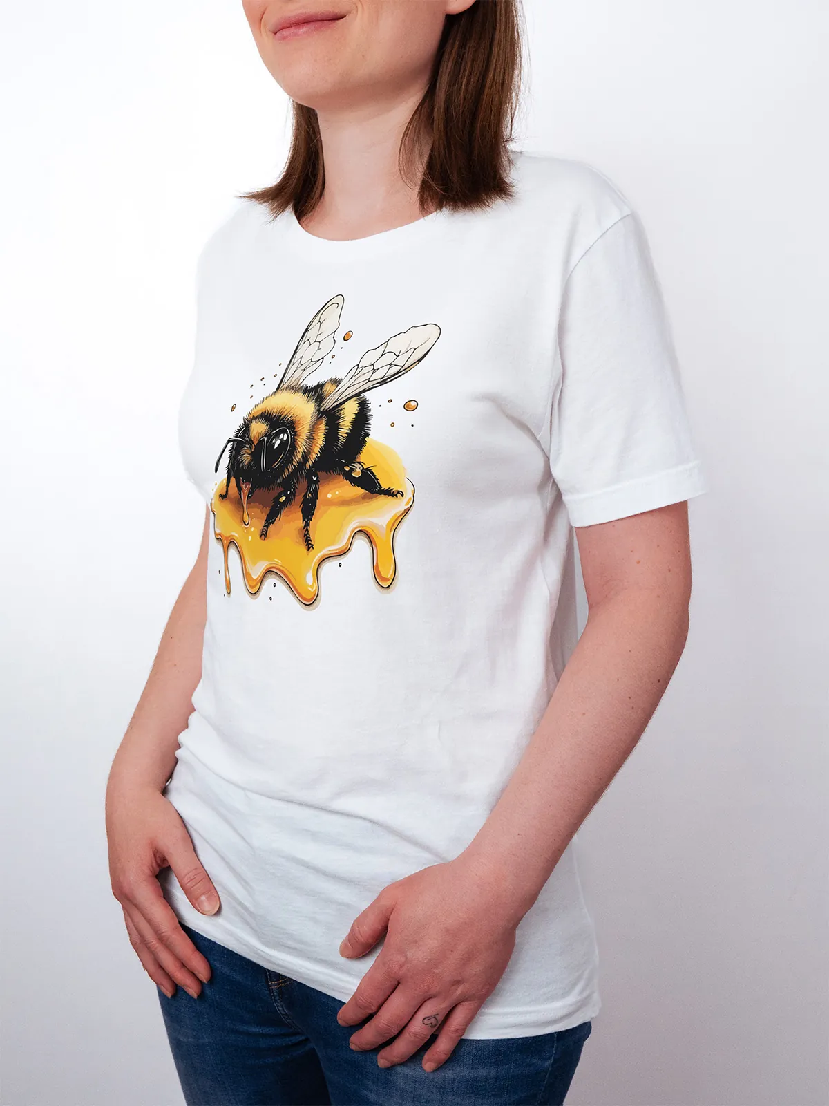 Honigbiene T-Shirt White - Fruehling mit ShiftOutfit
