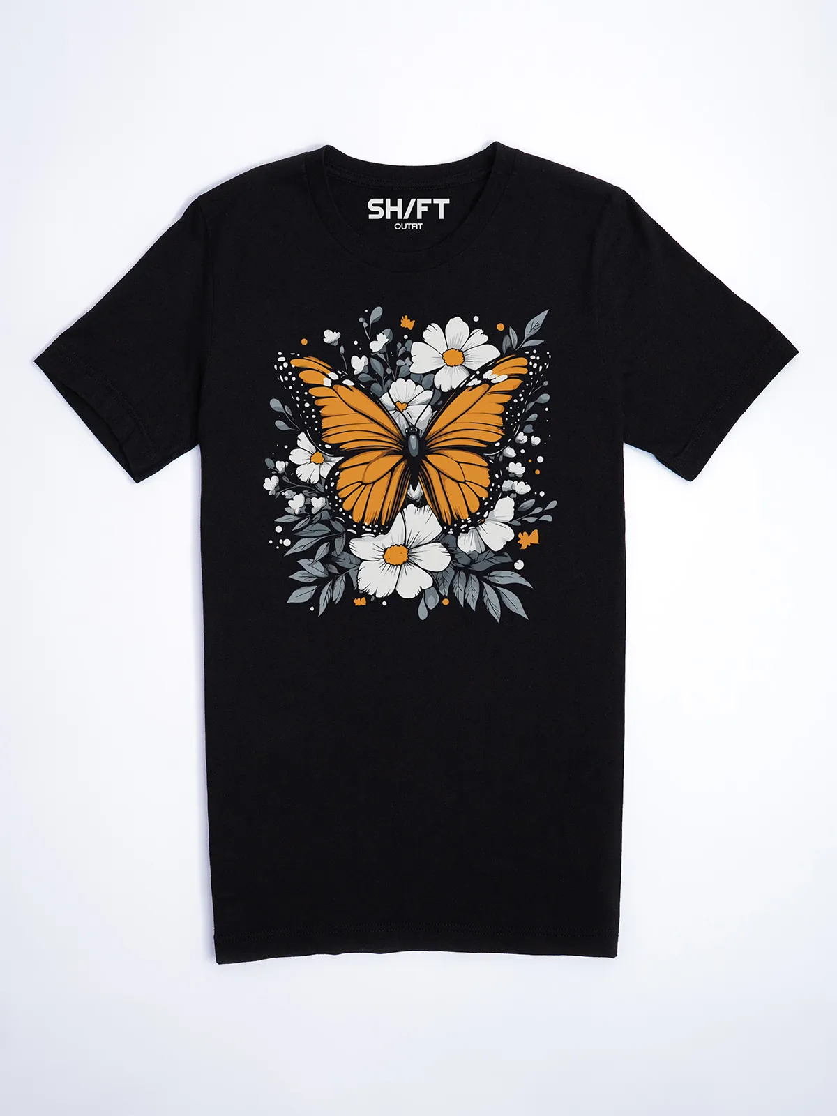 Monarch Bluete T-Shirt Black - Fruehling Kollektion