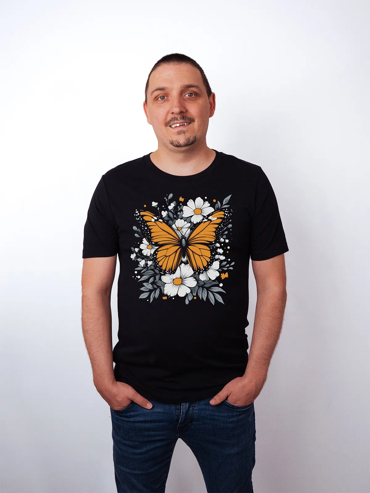 Monarch Bluete T-Shirt Black - Fruehling Kollektion