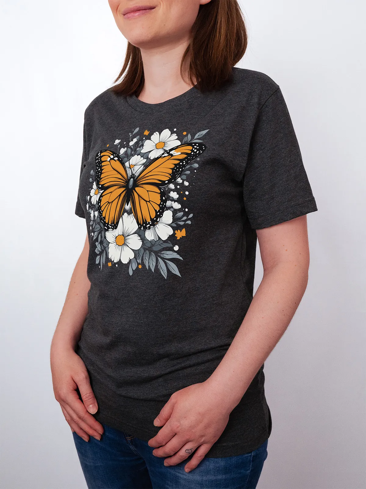 Monarch Bluete T-Shirt Dark Grey Heather - Fruehling Kollektion