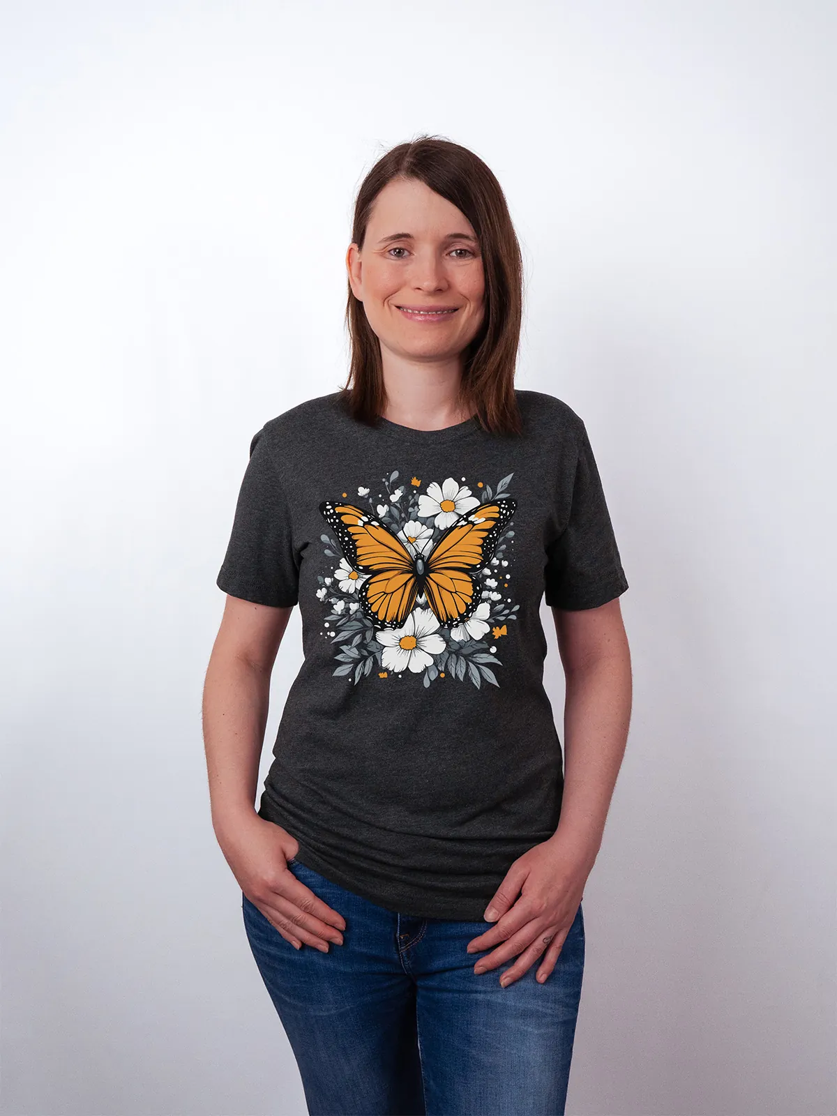 Monarch Bluete T-Shirt Dark Grey Heather - Fruehling Kollektion