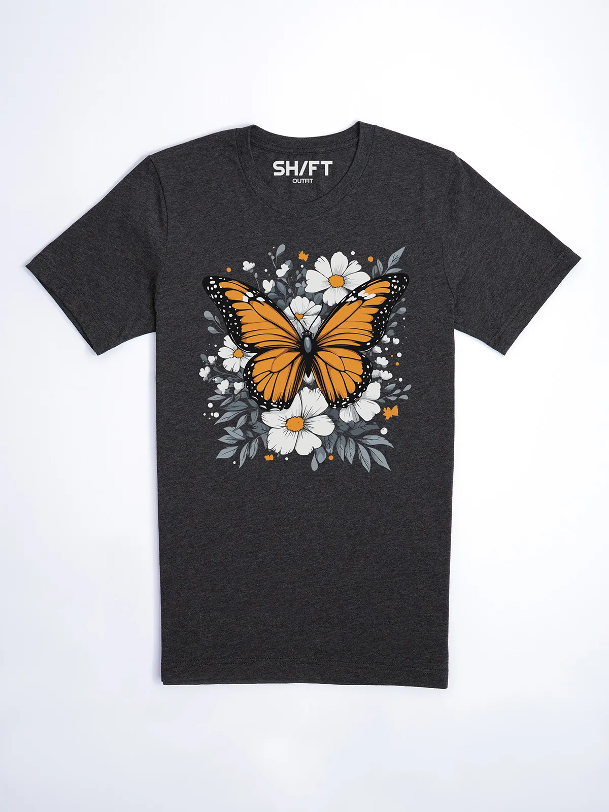 Monarch Bluete T-Shirt Dark Grey Heather - Fruehling mit ShiftOutfit